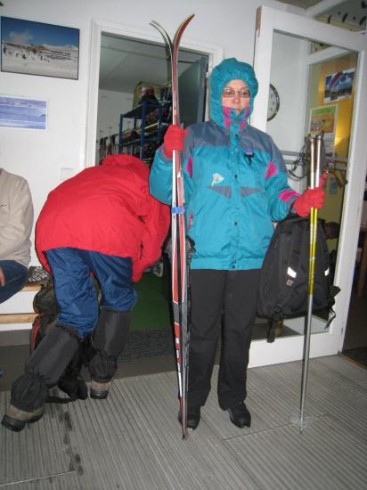 Brigitte, seule skieuse en ce dernier jour