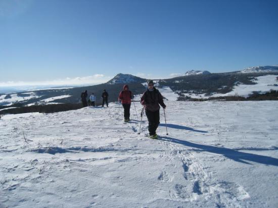 Marche en raquettes à plat
